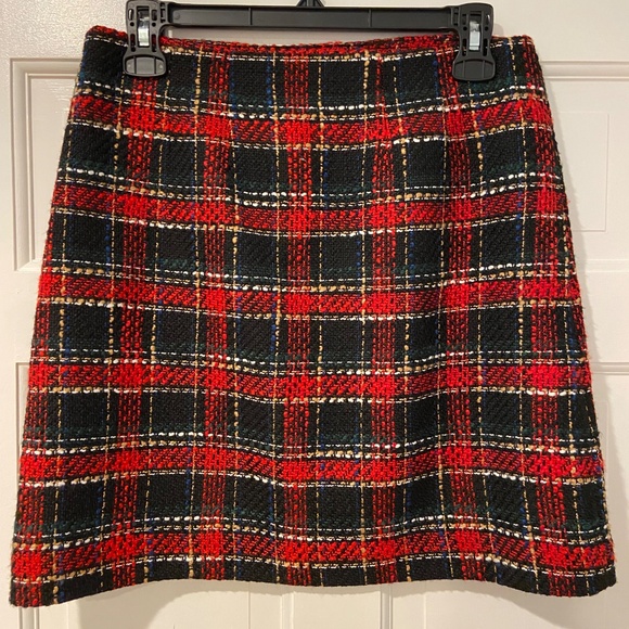 LOFT Red Plaid Tweed Mini Skirt – Size 2, NWT - Picture 9 of 10